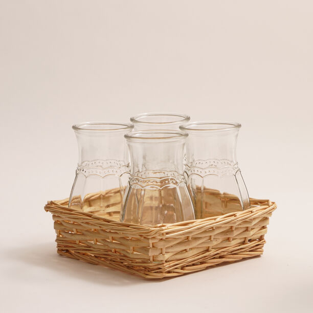 La Mesa 5 pcs glass juice tumblers with wicker base 550 ML image number 0