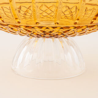 "هومز وعاء ديكور زجاج بشكل ماسة، عنبري داكن 29.4سم