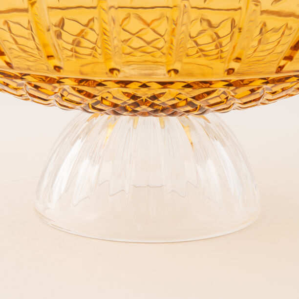 "هومز وعاء ديكور زجاج بشكل ماسة، عنبري داكن 29.4سم image number 4