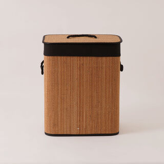 Cottage Bamboo Laundry Hamper With Cotton Rope Handle, Brown 40*30*50 Cm