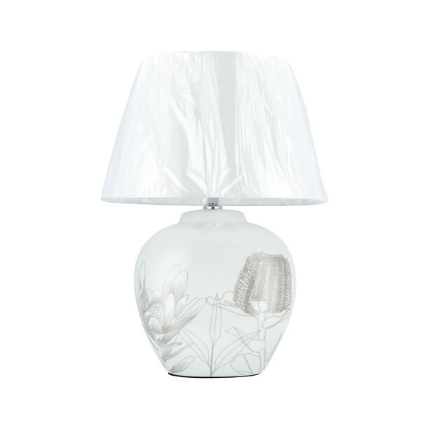 Table Lamp Whte With Flower Design image number 0