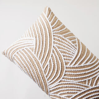 Boutique Blanche cotton cushion with thread embroidery 45*35*15cm, beige