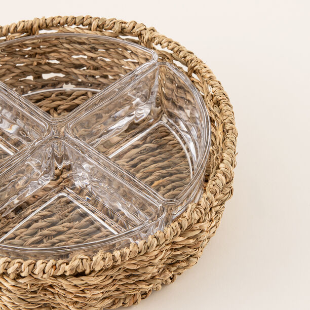 La Mesa glass section bowl with rattan base 20.5*20.5*6 cm image number 2