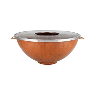 Wooden Texture Firepi Iron Bowl And Stainless Steel Lid