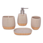 Bath Set Polyresin Wood Brush Finish 4 Pcs image number 0