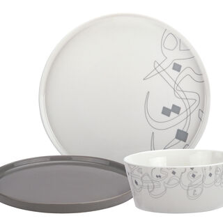 18 Pcs Calligraphy New Bone Dinner Set 