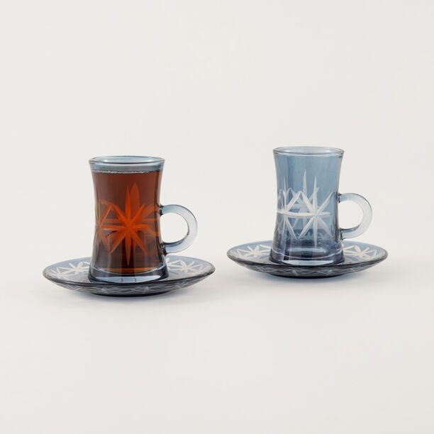 Dallaty 12 Piece Blue Glass Arabic Tea Cup Set image number 1