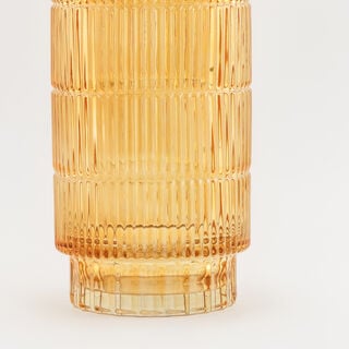 هومز فازة زجاج بني داكن مضلّع 14*14*27.6 سم