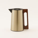 Dallaty Steel Vacuum Flask With Wood Handle 1L, Beige image number 0