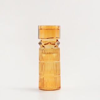 هومز حامل شموع مضلع زجاج 8.9*8.9*27.4سم، برتقالي