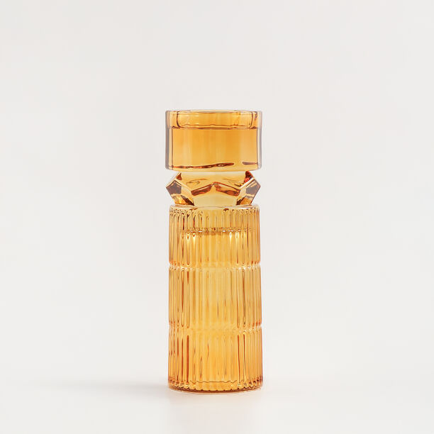 هومز حامل شموع مضلع زجاج 8.9*8.9*27.4سم، برتقالي image number 0