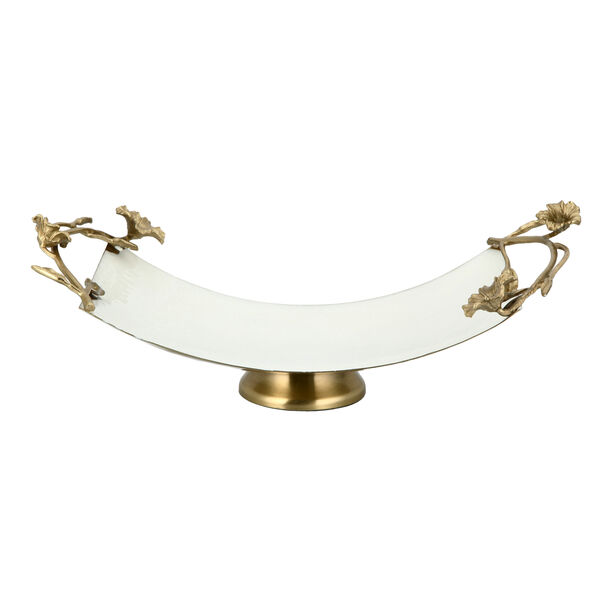 Pedestal Tray White&Satin Gold image number 0