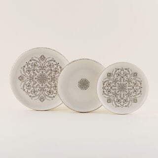 La Mesa Pearl Collection 47 Pcs Porcelain Dining Set, White Pearl