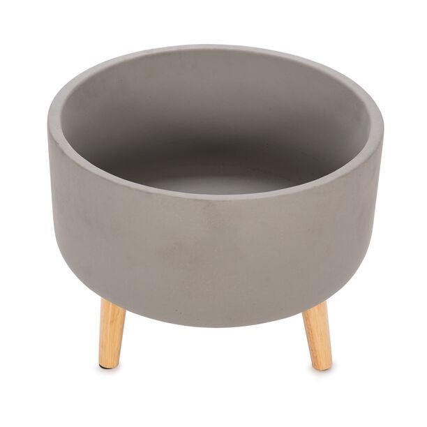 Ceramic Planter With Wooden Leg Grey image number 1