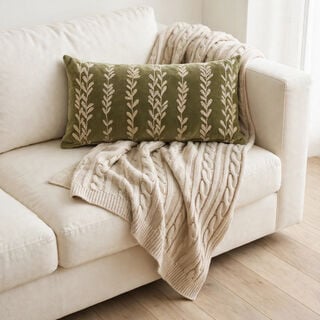 Homez Green Repeating Leaf Cushion Cover, 30*60Cm