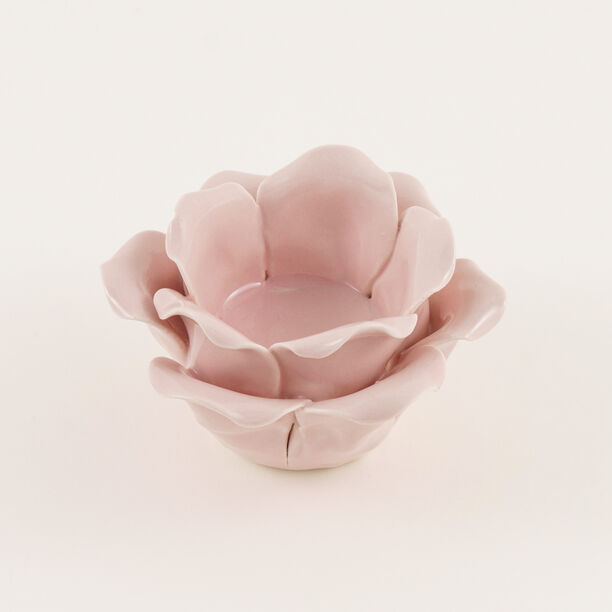 Homez Peaceful Peach Tea Light Holder Blush Pink 10.5*11.5*4.8 Cm image number 1