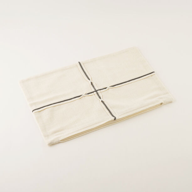 Homez White Cross Line Rectangular Cushion Cover, 30*45Cm image number 0
