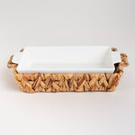 Porcelain Rectangular Dish With Rattan Basket image number 0