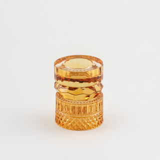 حامل شموع زجاجي بتصميم ماسي بني غامق 13.3*13.3*15.4 سم