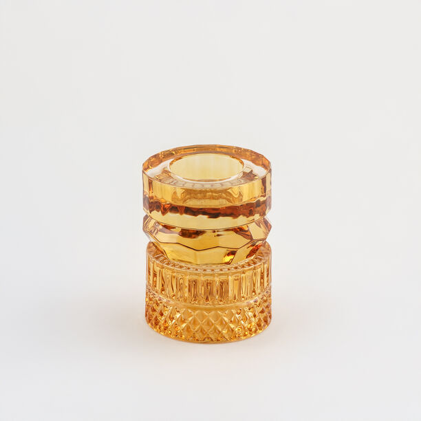 حامل شموع زجاجي بتصميم ماسي بني غامق 13.3*13.3*15.4 سم image number 1