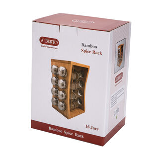 Alberto Bamboo Rack With 16 Pieces Spice Jars