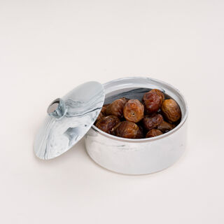 La Mesa blue silver marble date bowl with lid 13*9 cm