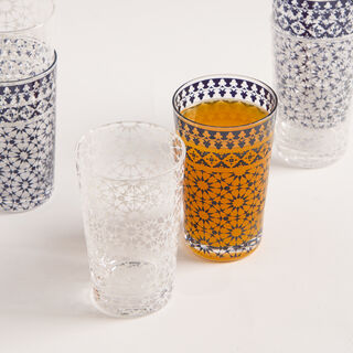 Bahja blue glass 6 pcs tea cup set