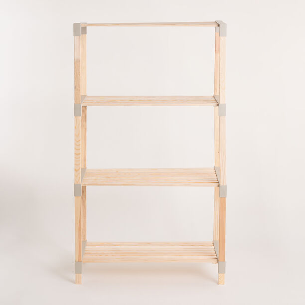 Homez Fixwood 4 Floor Wooden Shelf, Beige113*33*66Cm image number 0