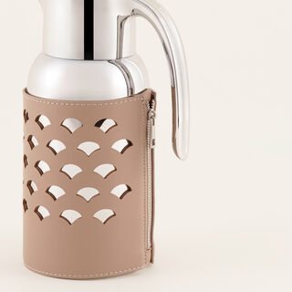 Dallaty Stainless Steel Thermos with Patterned Leather Touch, Beige, 1.3L
