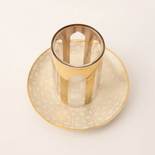 Qourb beige porcelain 18 pieces tea and coffee set