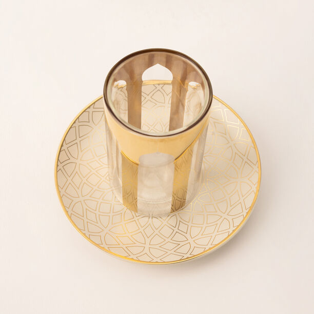 Qourb beige porcelain 18 pieces tea and coffee set image number 3