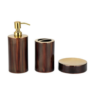 3 Pcs Stripes Bath Set Rose