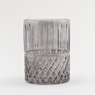 Homez glass diamond trash bin 18*18*26cm, grey