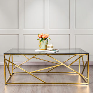 Coffee Table Cm Gold And Black Glass