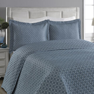 Cottage Bedspread Cover Modern Jacquard Indigo 260X250 Super King