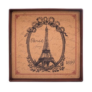 Square Serving Tray With Cork Printing 35X35Cm Paris