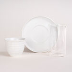 Dallaty white porcelain and glass Tea and coffee cups set 18 pcs image number 1