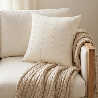 Homez White Subtle Line Cushion Cover, 45*45Cm