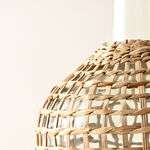 Homez glass vase with woven grass cover30*18.5*18.5cm image number 1