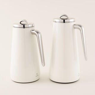 Dallaty 2 Pieces Thermos Set White Stainless Stee, 1L & 1.3 L