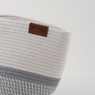 Homez woven basket 30*33 top white & bottom grey with hidden handle