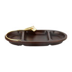 Wooden 3 Portion Dish With Lily Decoration image number 1