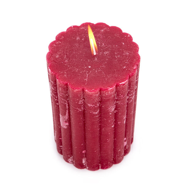 Pillar Candle Rustic, Ridge Burgundy Berry  image number 2