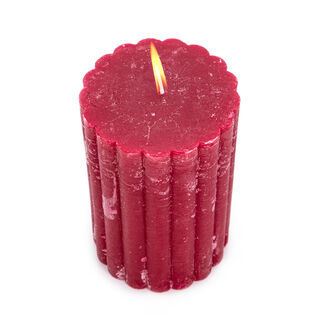 Pillar Candle Rustic, Ridge Burgundy Berry 