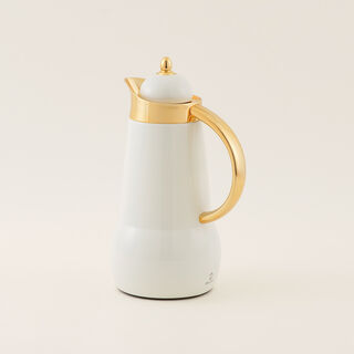 Dallaty Steel Vacuum Flask Set White And Gold 1 L + 1 L