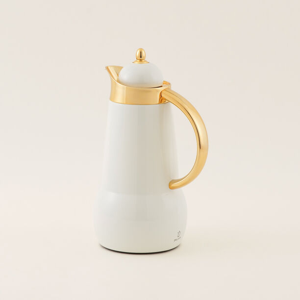 دلتي طقم دلة ستيل أبيض مع ذهبي 1 لتر + 1 لتر image number 2