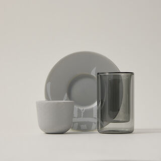 Dallaty grey porcelain and glass Tea and coffee cups set 18 pcs