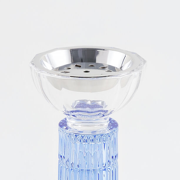 Homez glass ribbed oud burner 10*10*15.7cm, blue image number 2
