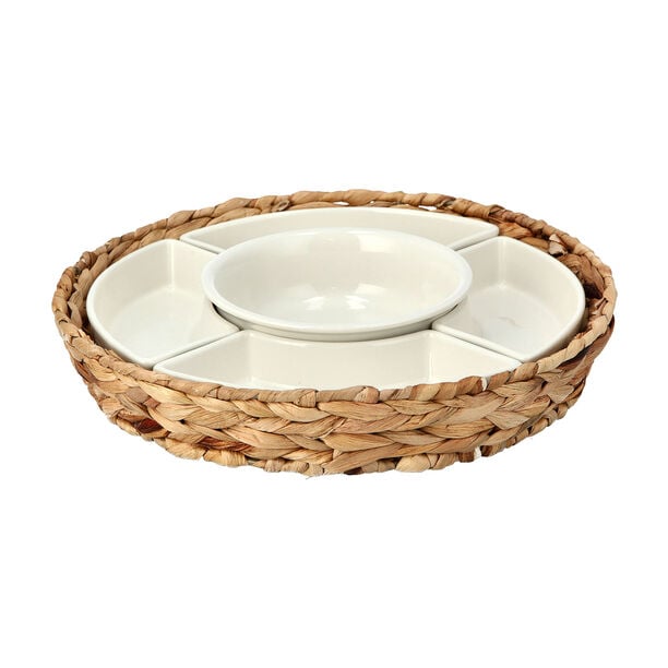 5 Pcs Section Tray With Sea Grass Basket image number 2