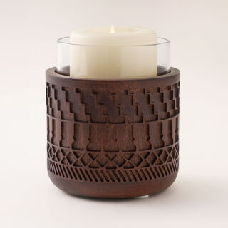 Homez Wooden Candle Holder Roshn Collection, 11*11*12.5Cm